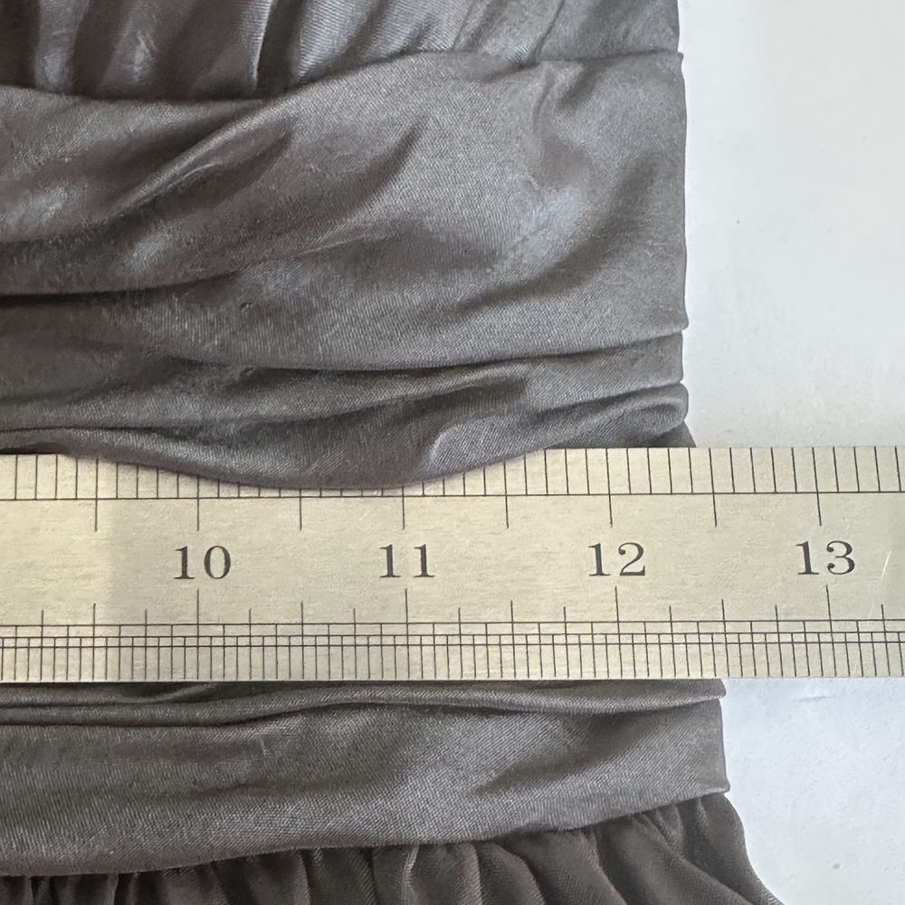Y2K Adrianna Papell Goblin Brown Iridescent Rosette Dress Sz. 4 Twist Open Back - Picture 7 of 16